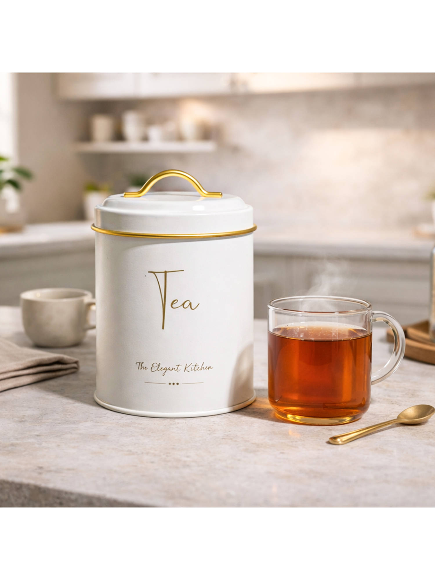Voncasa White Iron Tea Storage Jar