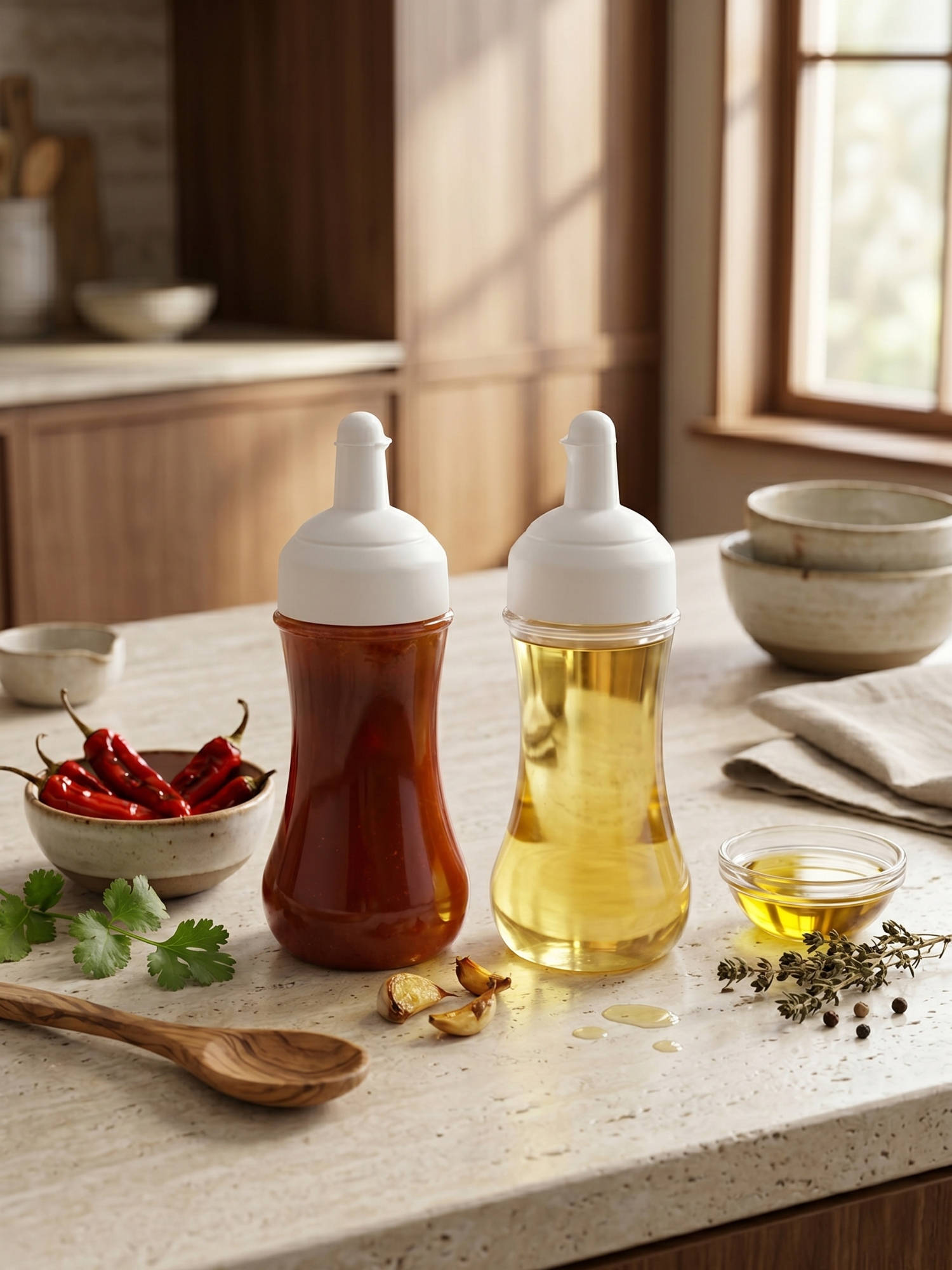 YELONA White Flexible Squeeze Sauce Bottles (Pack Of 2)