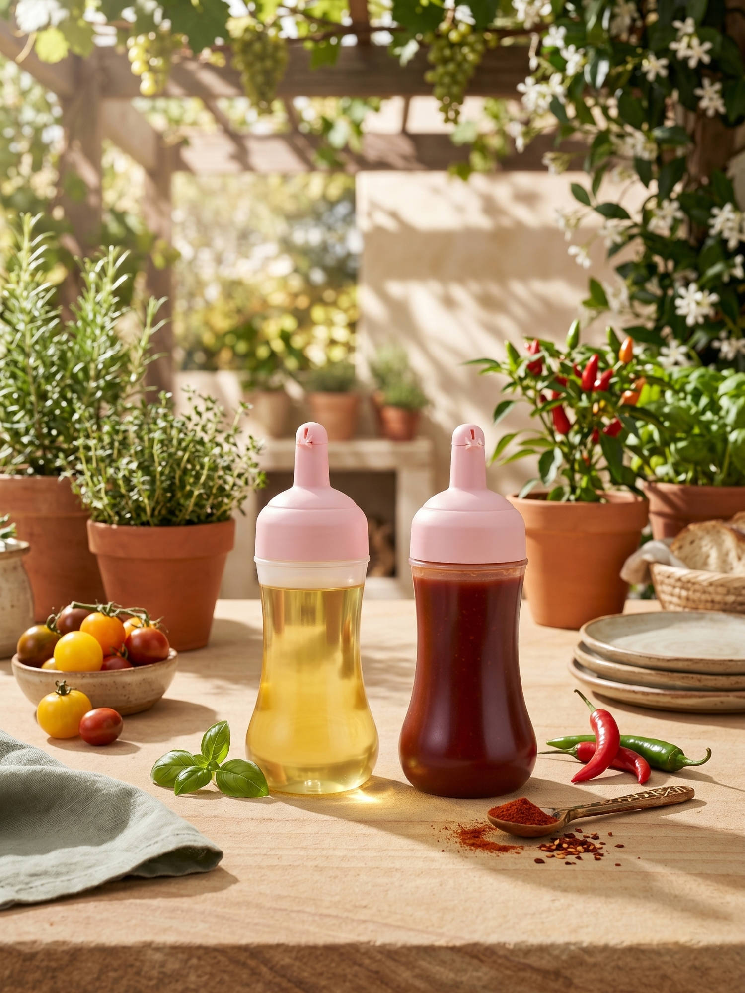 YELONA Pink Flexible Squeeze Sauce Bottles (Pack Of 2)
