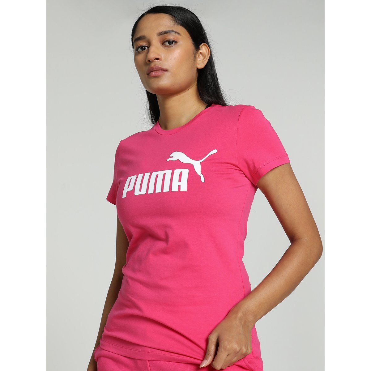 Buy Puma Essentials Logo Women's Pink T-Shirt Online