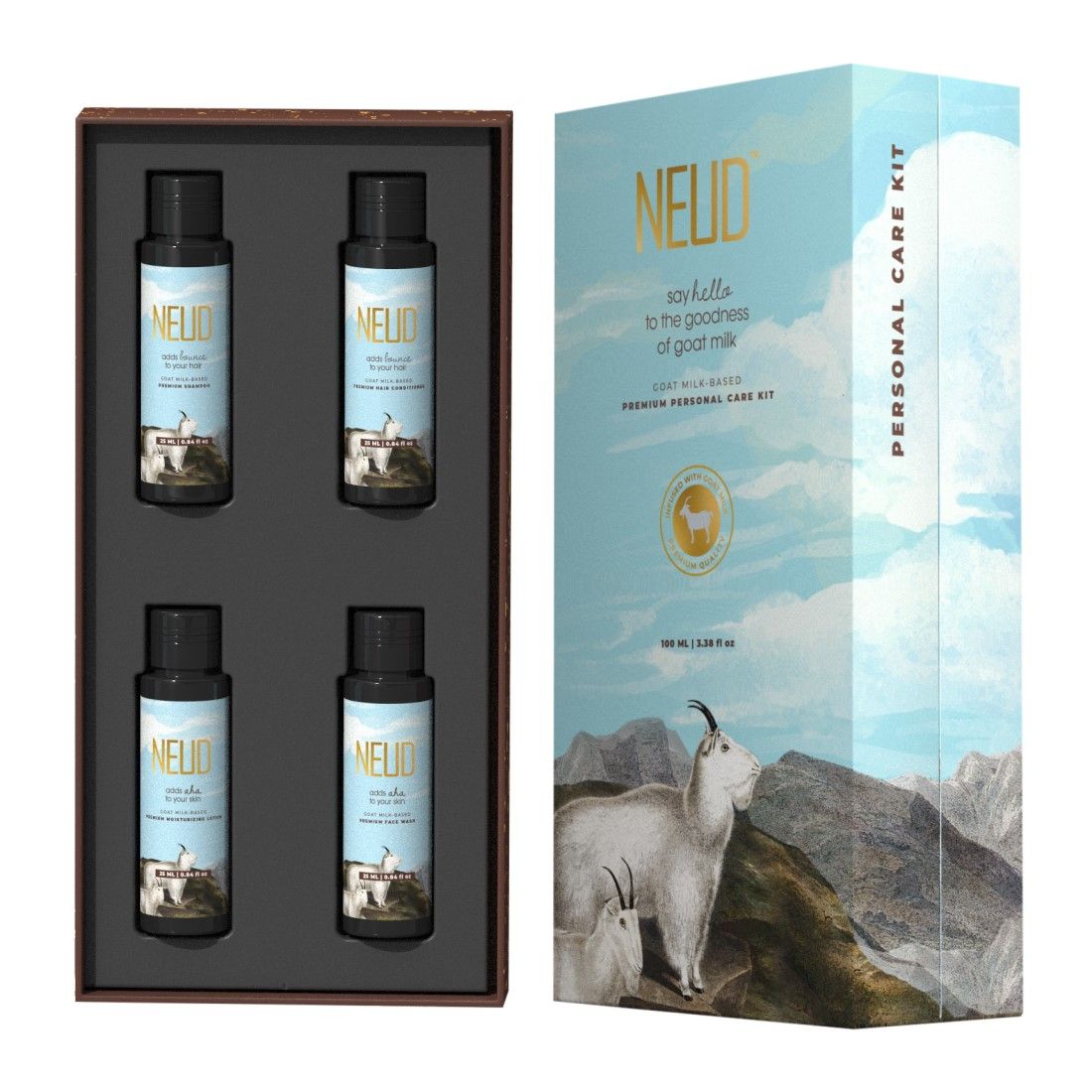 Neud Goat Milk Premium Personal Care Kit For Men & Women - Pack of 4