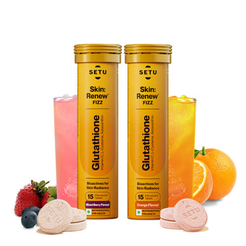 renew glutathione Setu Skin & Vitamin C Effervescent Tabs (Orange & Mixed Berry Flavour) combating hyperpigmentation and dullness ghk-cu injectable dosage for Size:Single Vial bodyh
