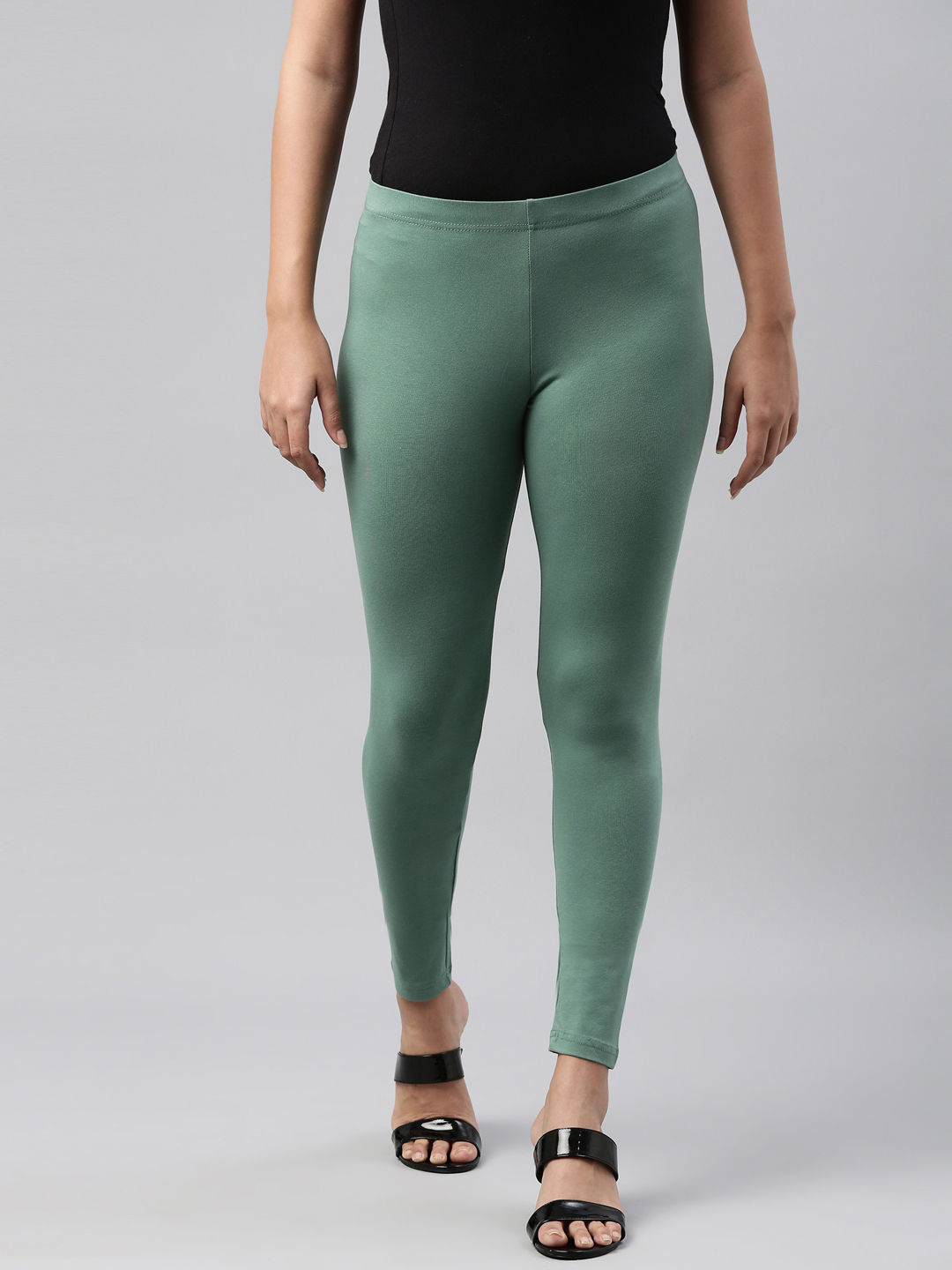 Buy Go Colors Women Melange Viscose Athleisure Ankle Length Leggings online