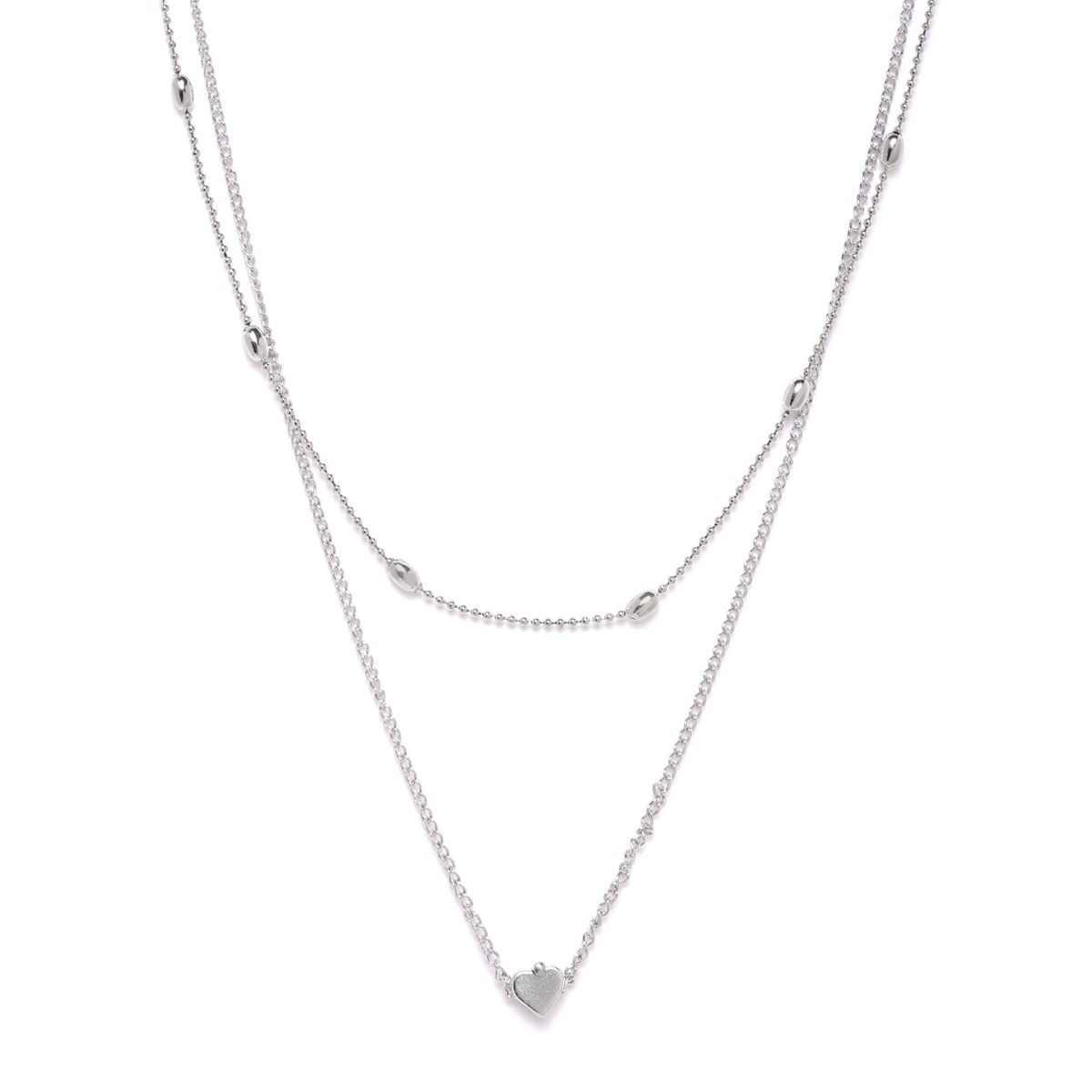 Buy YouBella Silver-Plated Hearts Shaped Layered Necklace Online