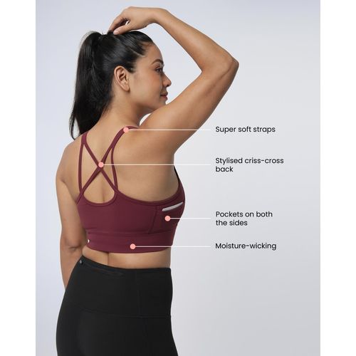 Buy Bliss Club Women Blush The Ultimate Criss-Cross Sports Bra with 3  Pockets Online