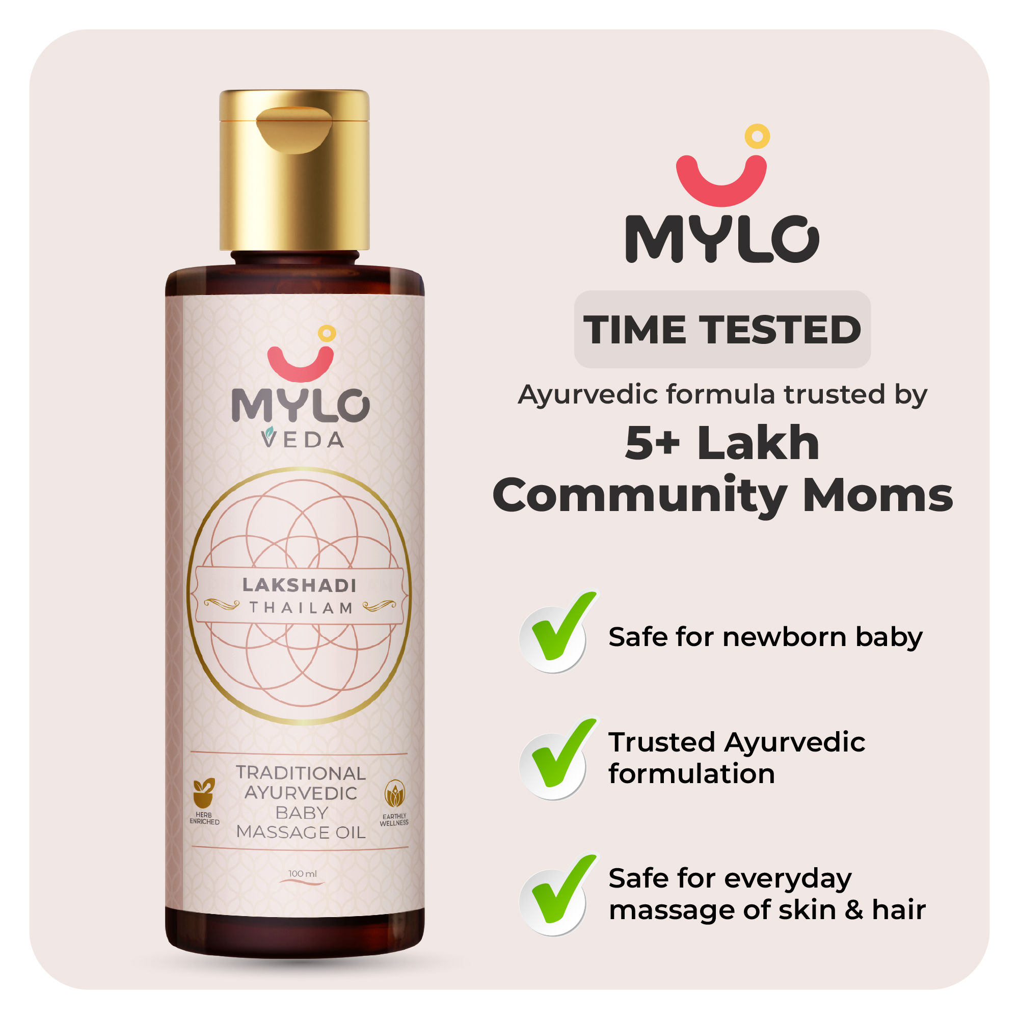 Buy Mylo Veda Ayurvedic Baby Massage Oil Lakshadi Thailam Online