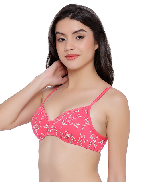 Buy Amante Cotton Casuals Padded Non-Wired T-Shirt Bra - Pink (40D