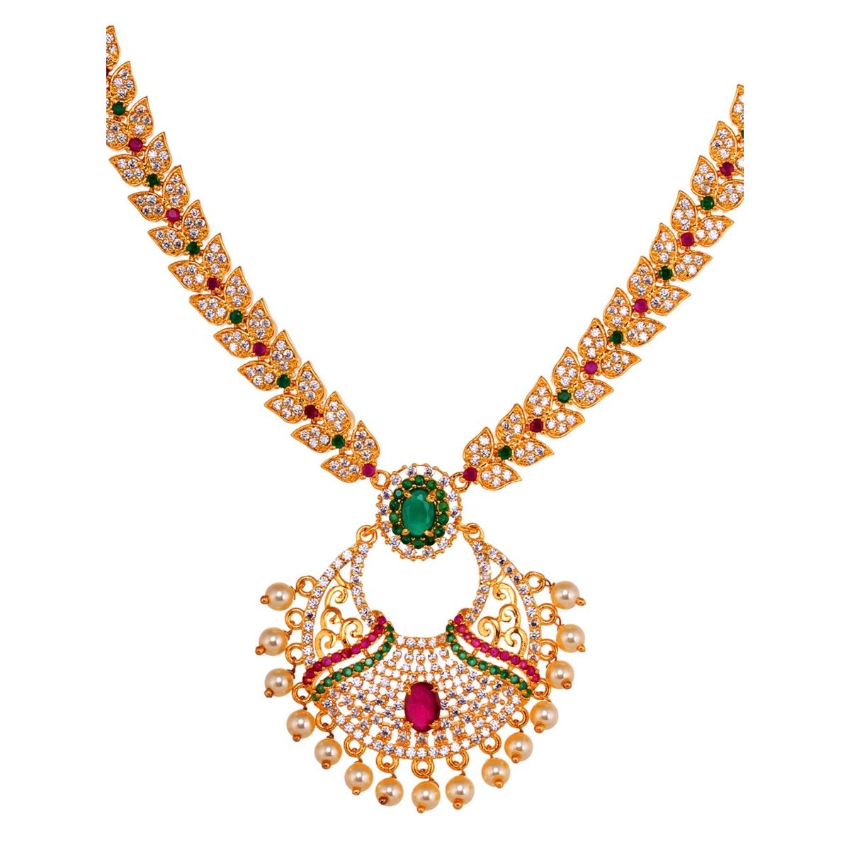 Buy Saraf RS Jewellery Gold Plated Multi Ad And Pearl Traditional ...