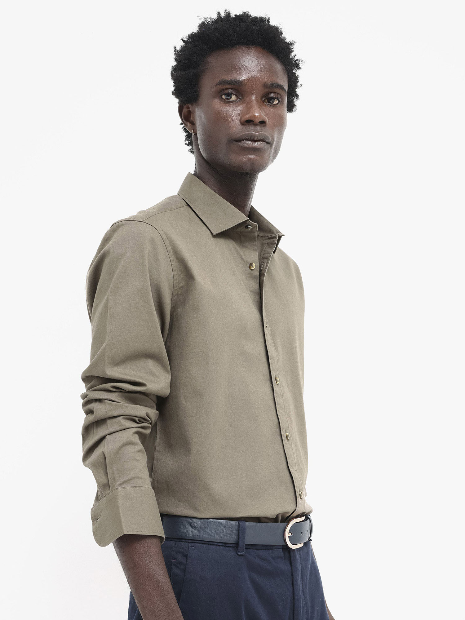 Buy Rare Rabbit Men Khaki Solid Casual Shirt Online