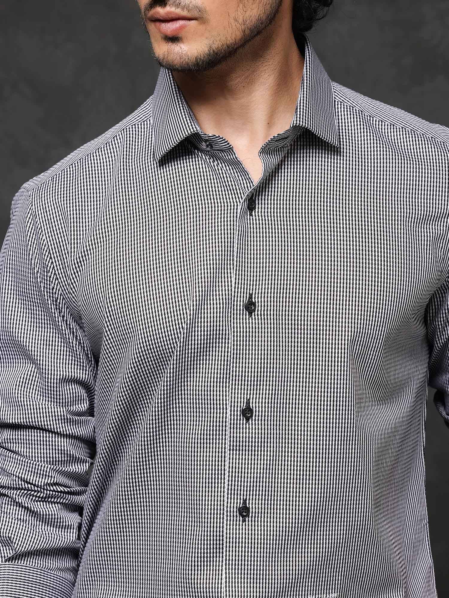 Buy Rare Rabbit Men Grey Textured Casual Shirt Online