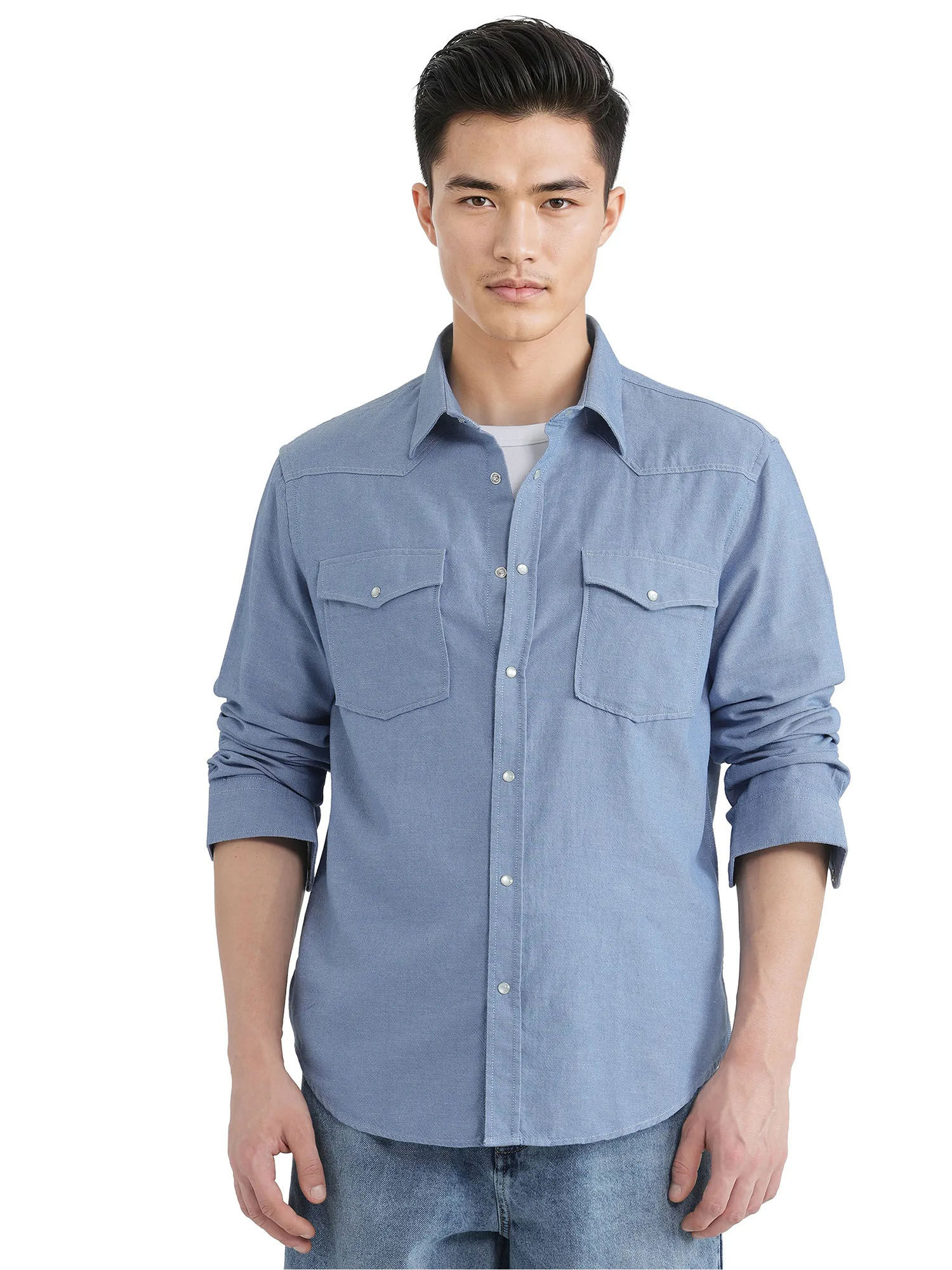 Buy Rare Rabbit Men Blue Solid Casual Shirt Online