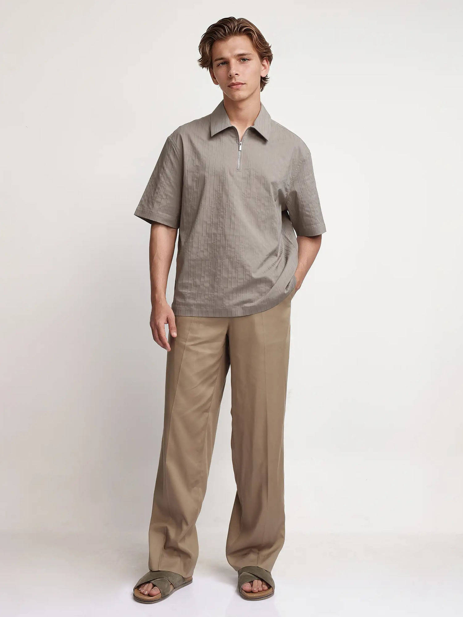nkmam様 Buy Rare Rabbit Men Grey Self Design Casual Shirt Online