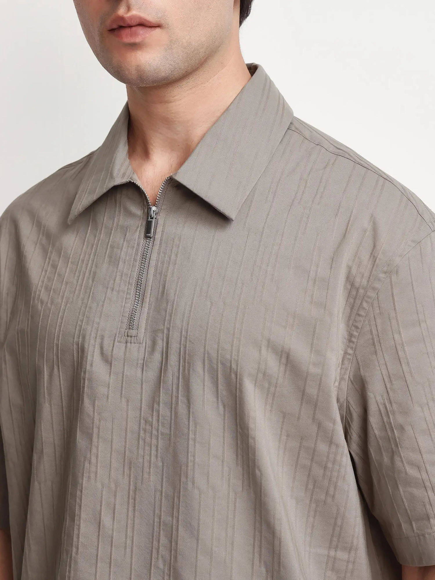 Buy Rare Rabbit Men Grey Self Design Casual Shirt Online