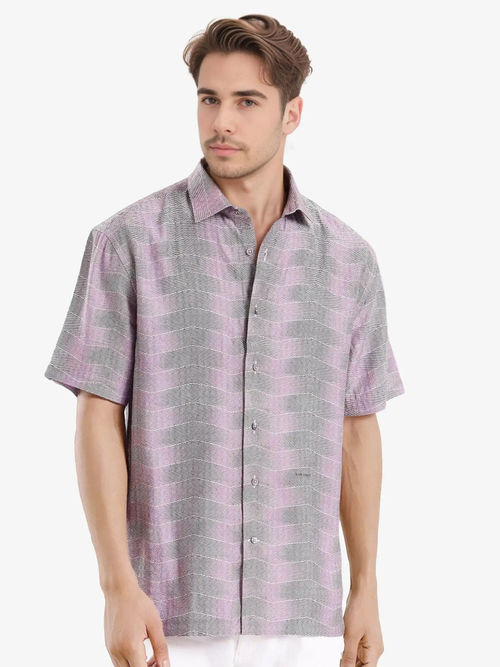 Rare Rabbit Men Purple Abstract Casual Shirt
