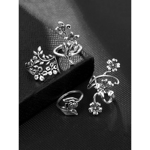 Yellow Chimes Set of Pcs Oxidised Silver Bohemian Vintage Style Finger  Rings