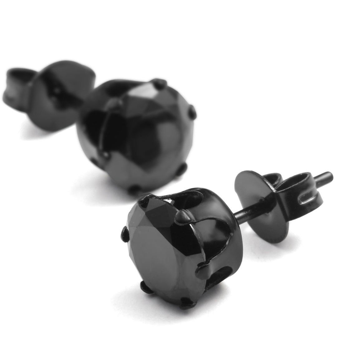 Steeltime Black Cubic Zirconia Stainless Steel 8mm Stud Earrings  JCPenney