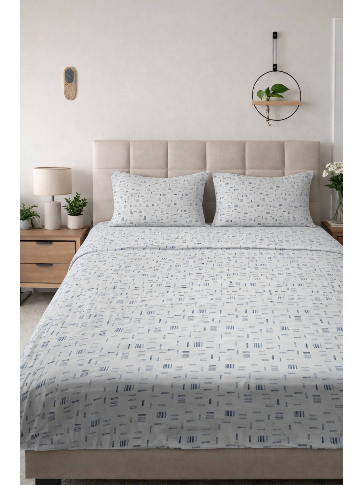 BAJO'S White Cotton Fitted Bedsheet (King)