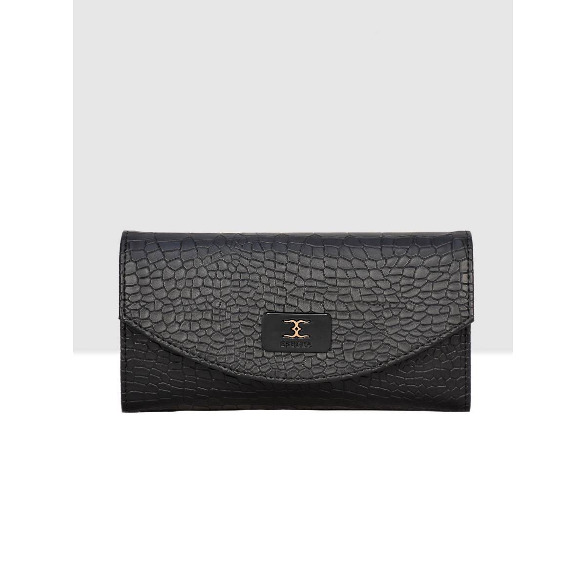 ESBEDA Black Colour Croco Embossed Wallet for Women