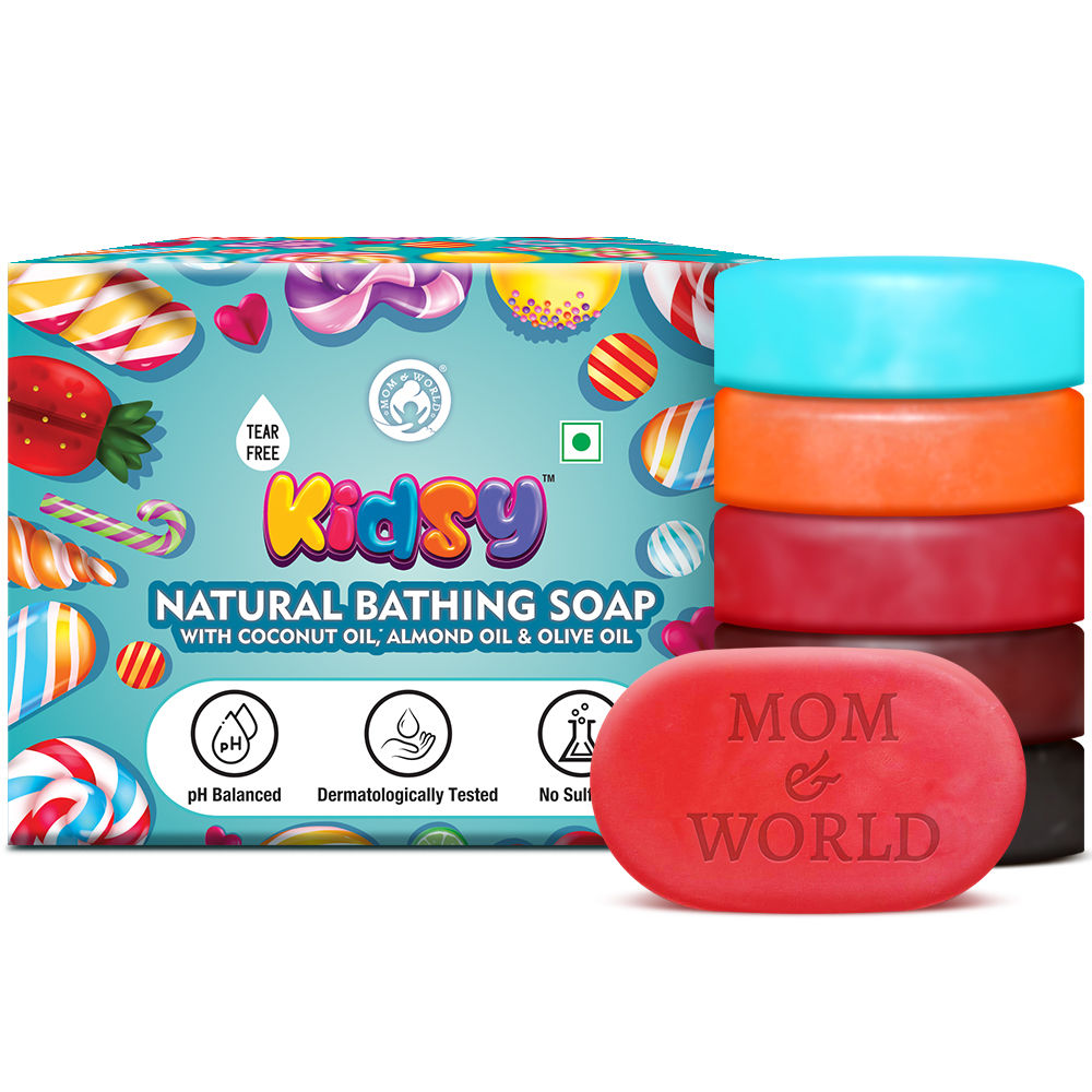 Mom & World Kidsy 5 In 1 Natural Bathing Soap For Kids (bath Soap) Tear