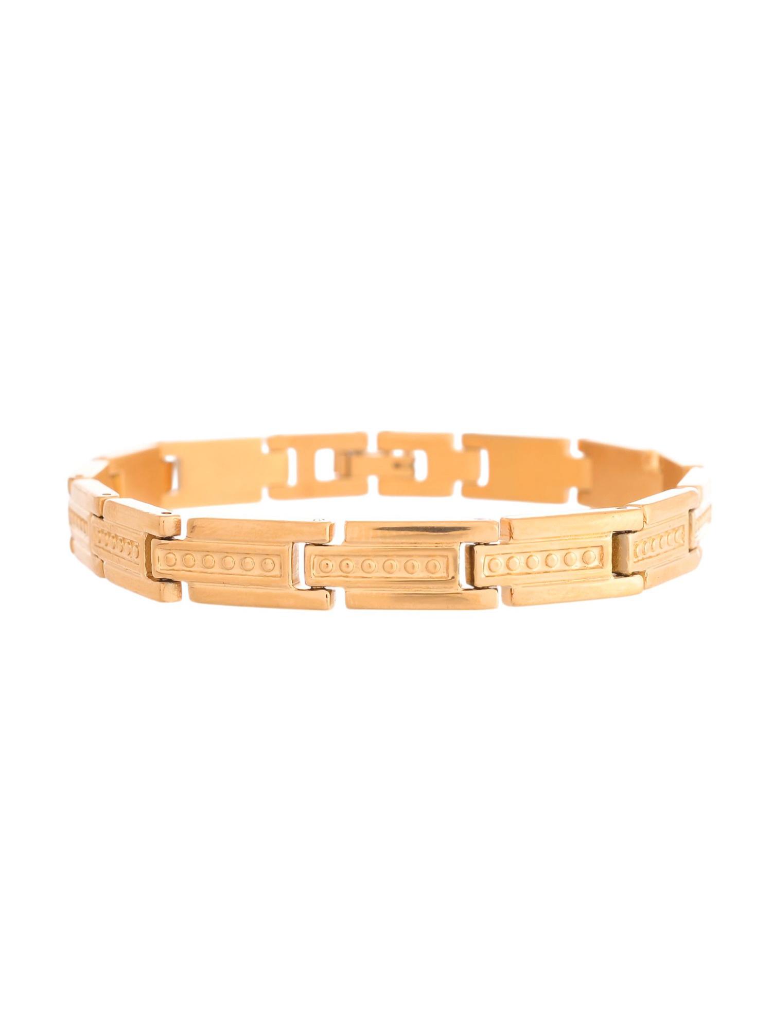 Buy VOJ Men Gold-Plated Textural Link Bracelet Online