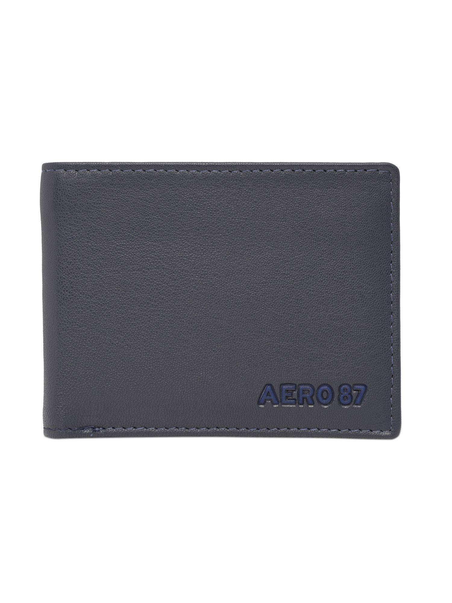 Aeropostale Mens Leather Slimfold Malibu Wallet - Navy Blue