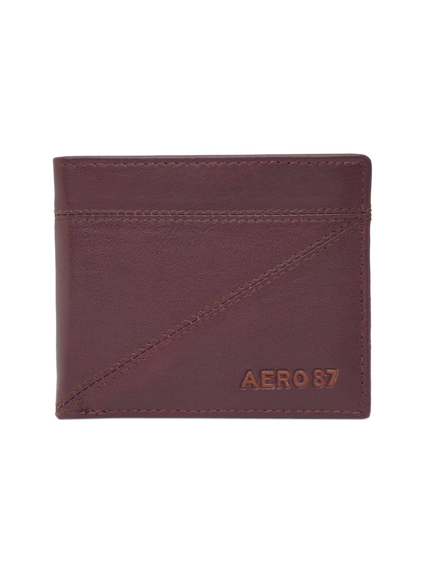 Aeropostale Mens Leather Global Coin Menlo Wallet - Wine