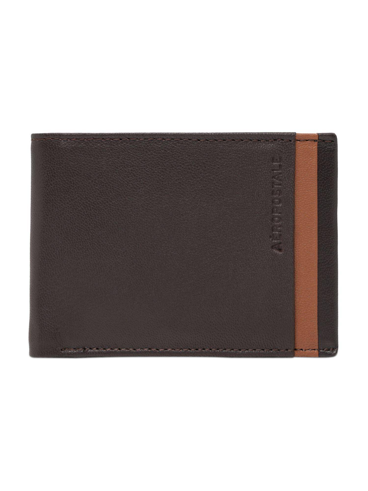 Aeropostale Mens Leather Slimfold Walsenburg Wallet - Brown