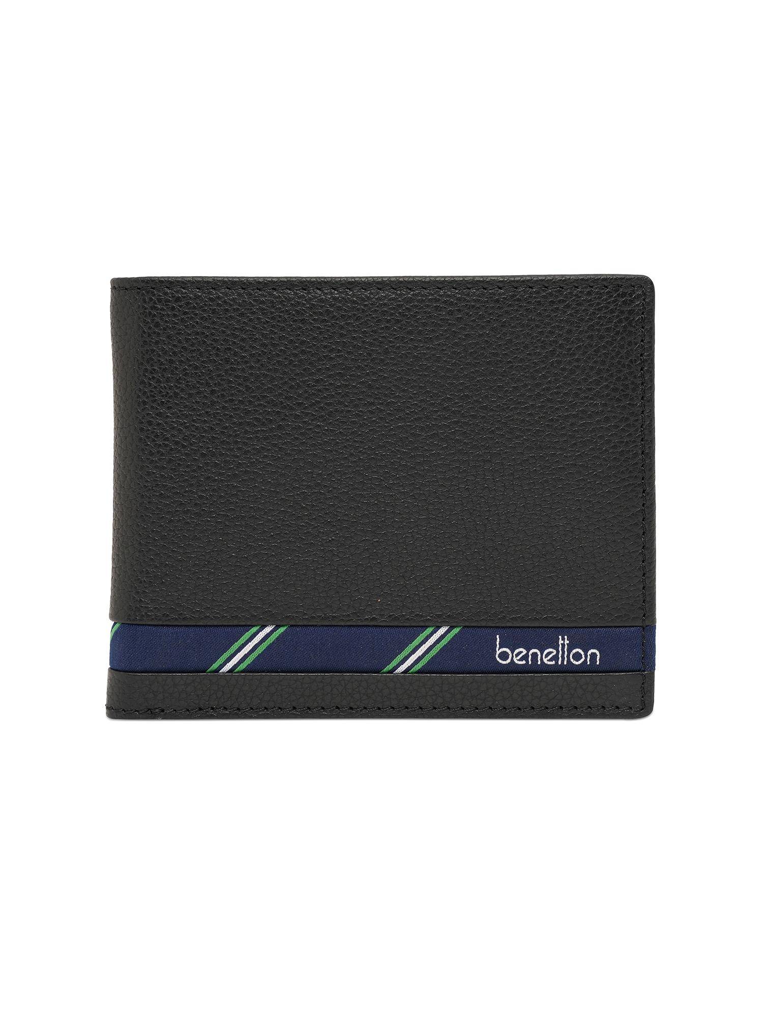 United Colors of Benetton Mens Leather Global Coin Coburg Wallet - Black