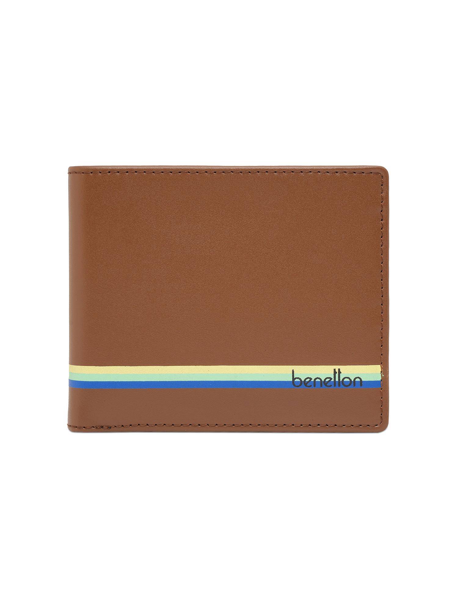 United Colors of Benetton Mens Leather Global Coin Lyuban Wallet - Dark Tan