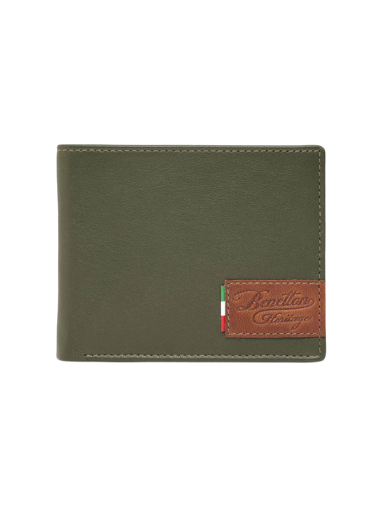 United Colors of Benetton Mens Leather Global Coin Polatsk Wallet - Olive