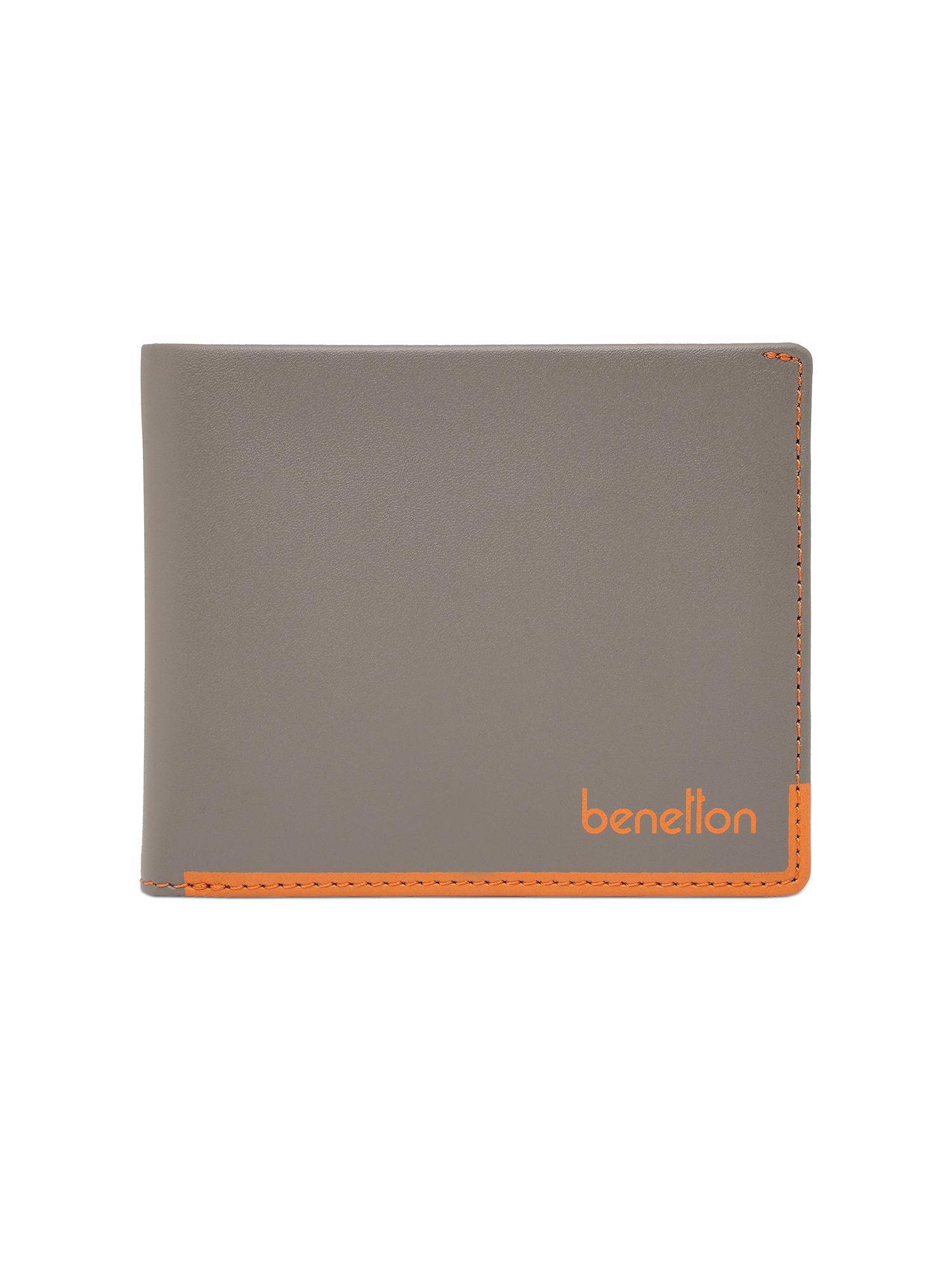 United Colors of Benetton Mens Leather Global Coin Bouira Wallet - Grey