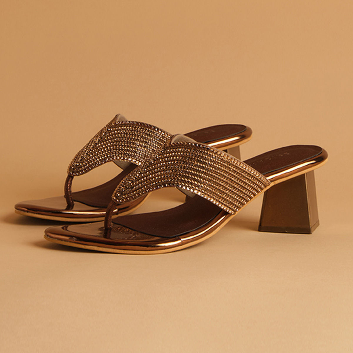 Eridani Embellished Bronze Hena Heels Buy Eridani Embellished Bronze