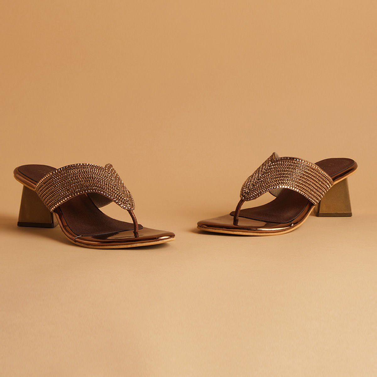 Eridani Embellished Bronze Hena Heels Buy Eridani Embellished Bronze