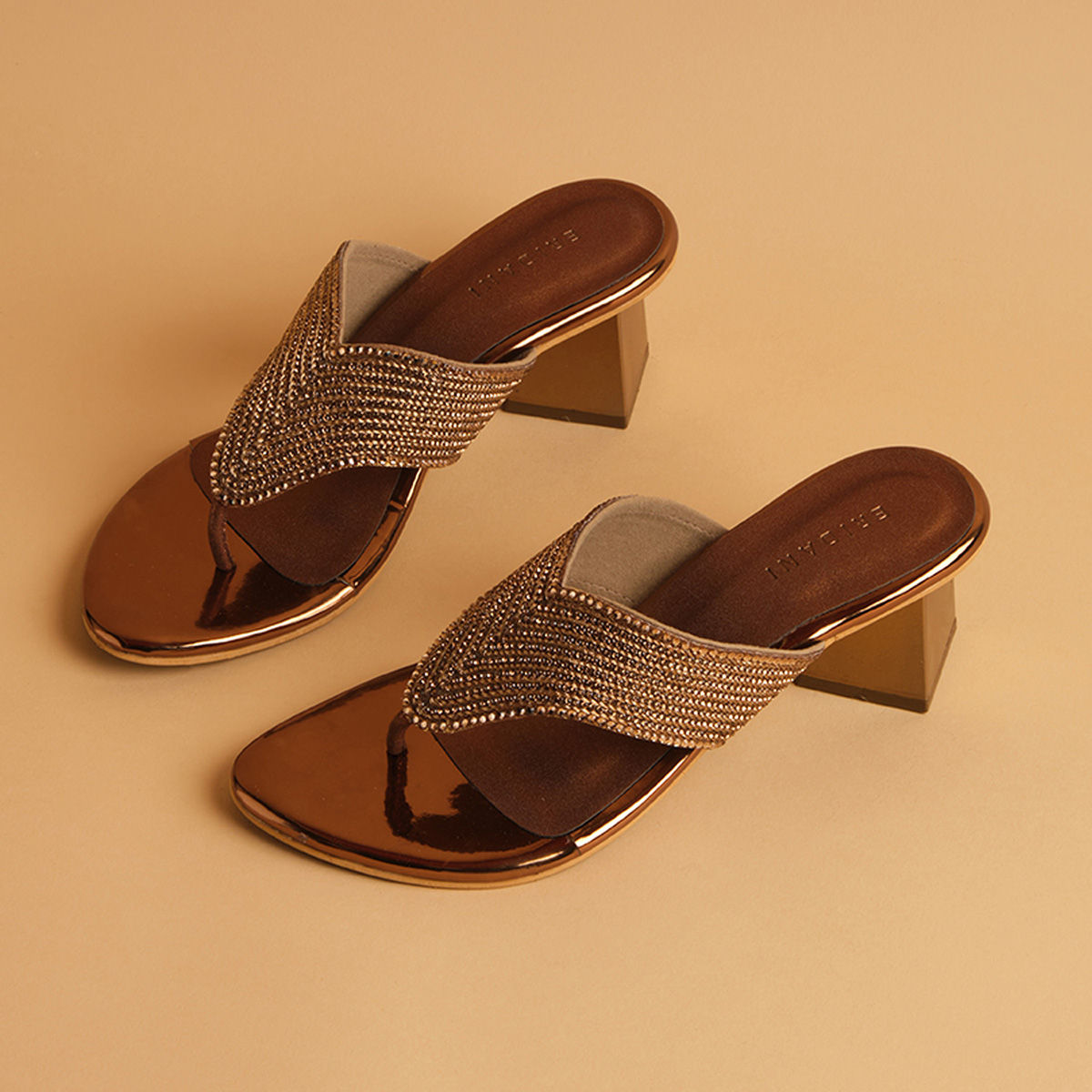 Eridani Embellished Bronze Hena Heels Buy Eridani Embellished Bronze