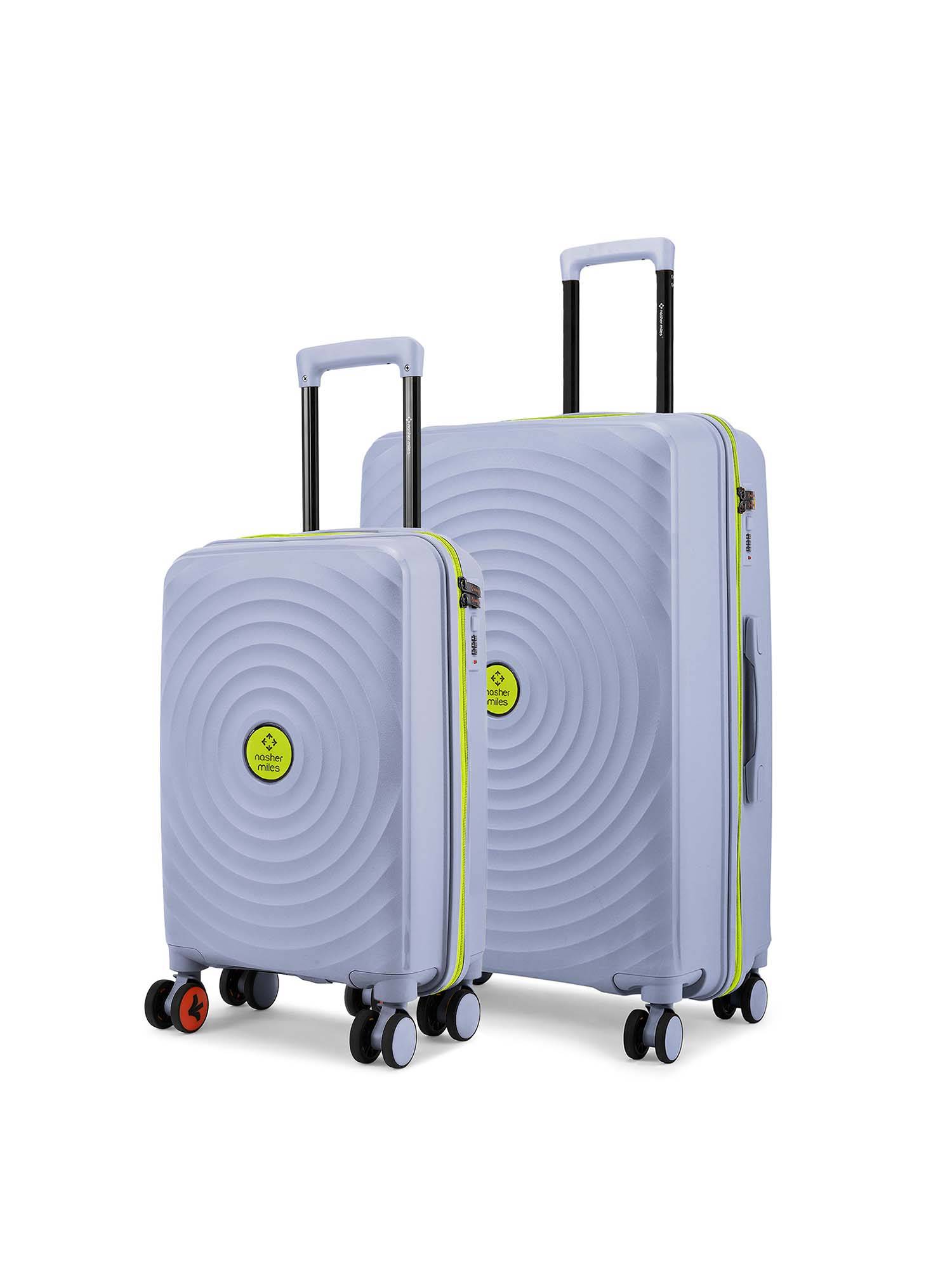 Nasher Miles Goa Hard-Sided Polypropylene Grey Fluorescent Green Trolley Bags (Pack of 2)