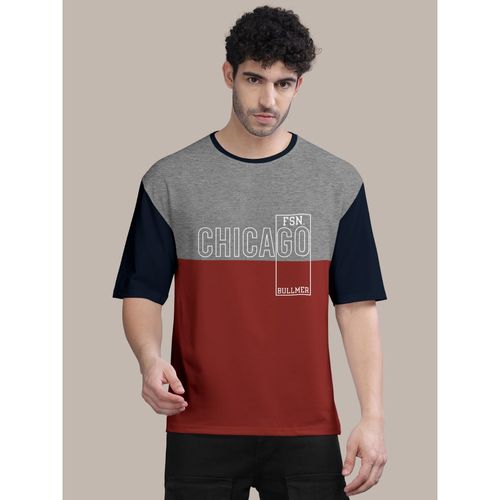 Oversized T-shirts- Grey Chicago Printed T-shirts for Men Online