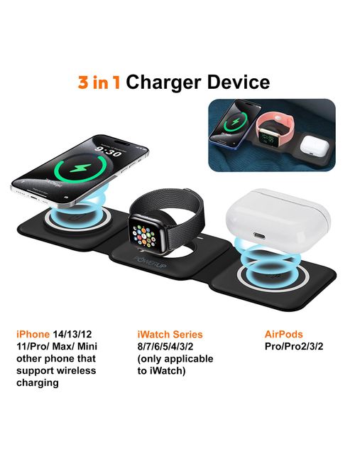 Charger Iphone 11 Airpods Offer PowerUp 3in1 Flat Wireless Charger