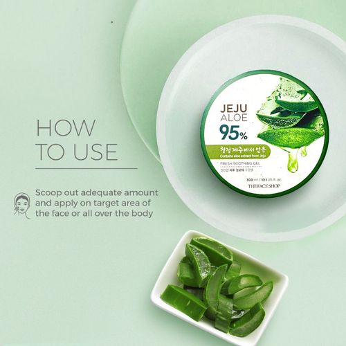 Buy The Face Shop Korean Jeju Aloe Vera Soothing Gel with Vitamin E for Face,  Body & Hair Online