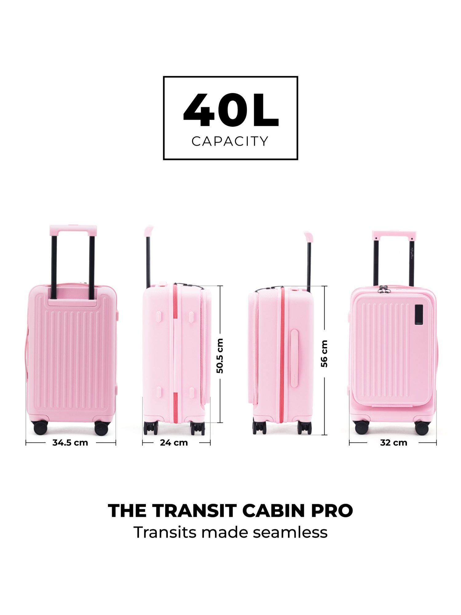 Buy MOKOBARA Pink The Transit Cabin Trolley Bag - 40L Online