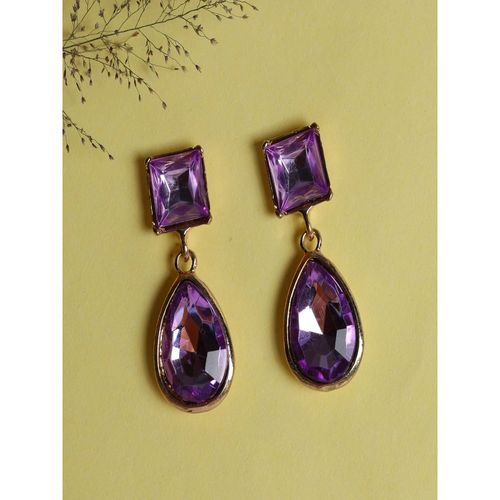 Jewelz Purple Stone with Gold Plated Earrings Alloy Drops and Danglers for  Girls and Women