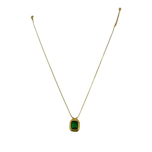 Buy Accessher Stunning Gold Plated Emerald Green Stone Pendant
