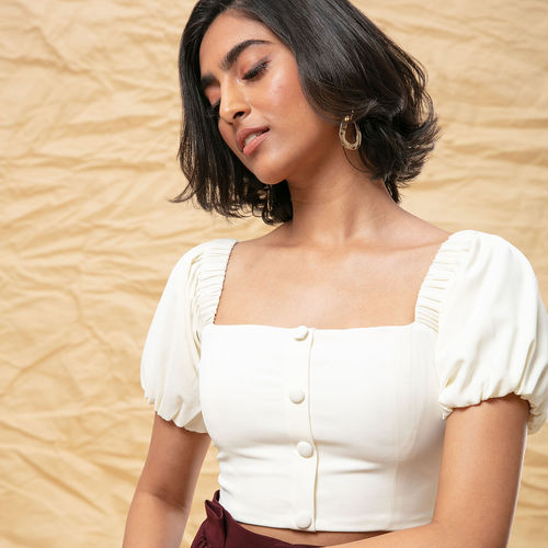 RSVP by Nykaa Fashion Off White Solid Tube Corset Top (2XL)