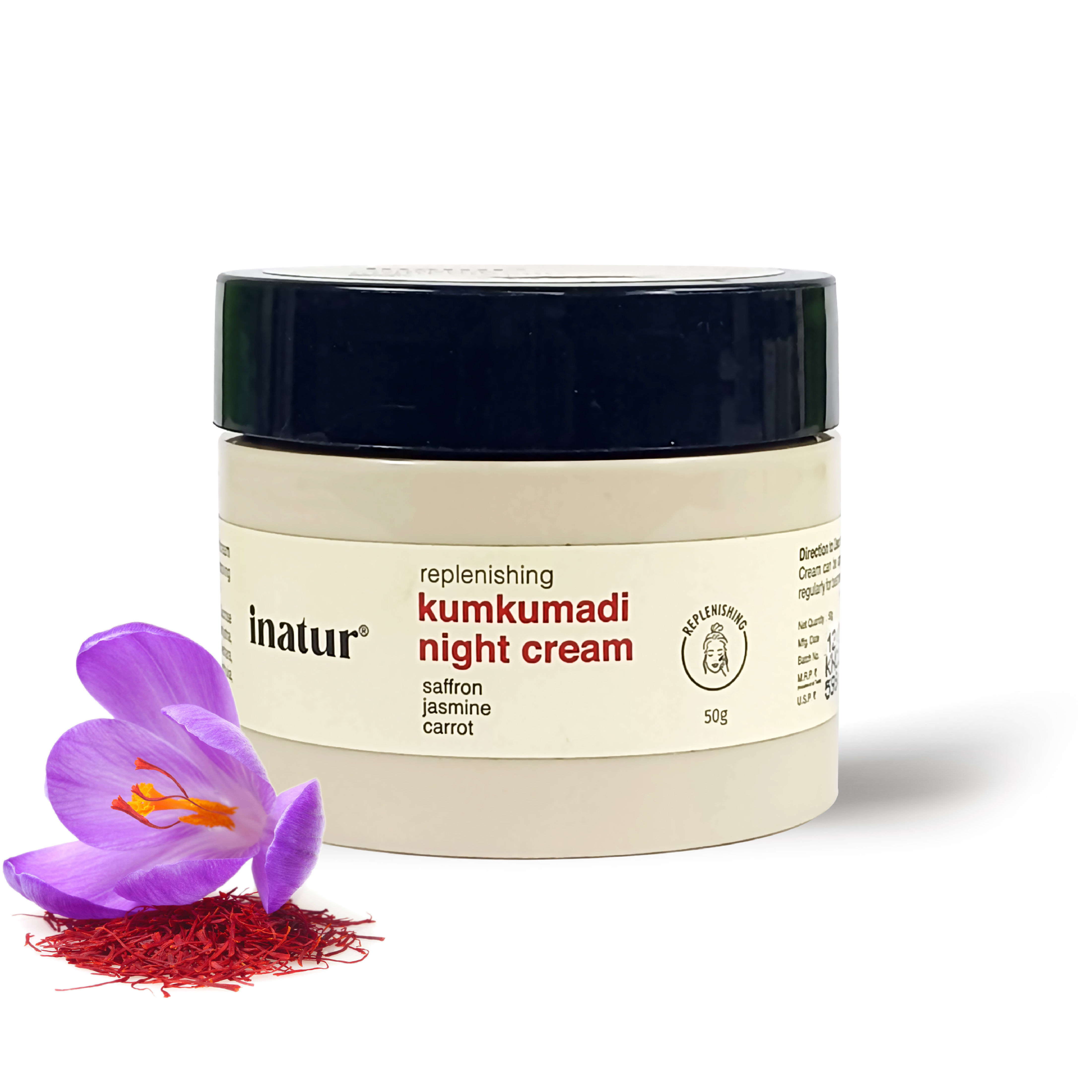 inatur Kumkumadi Night Cream, Herbal Moisturizer with Saffron & Sandalwood, Brightens & Hydrates