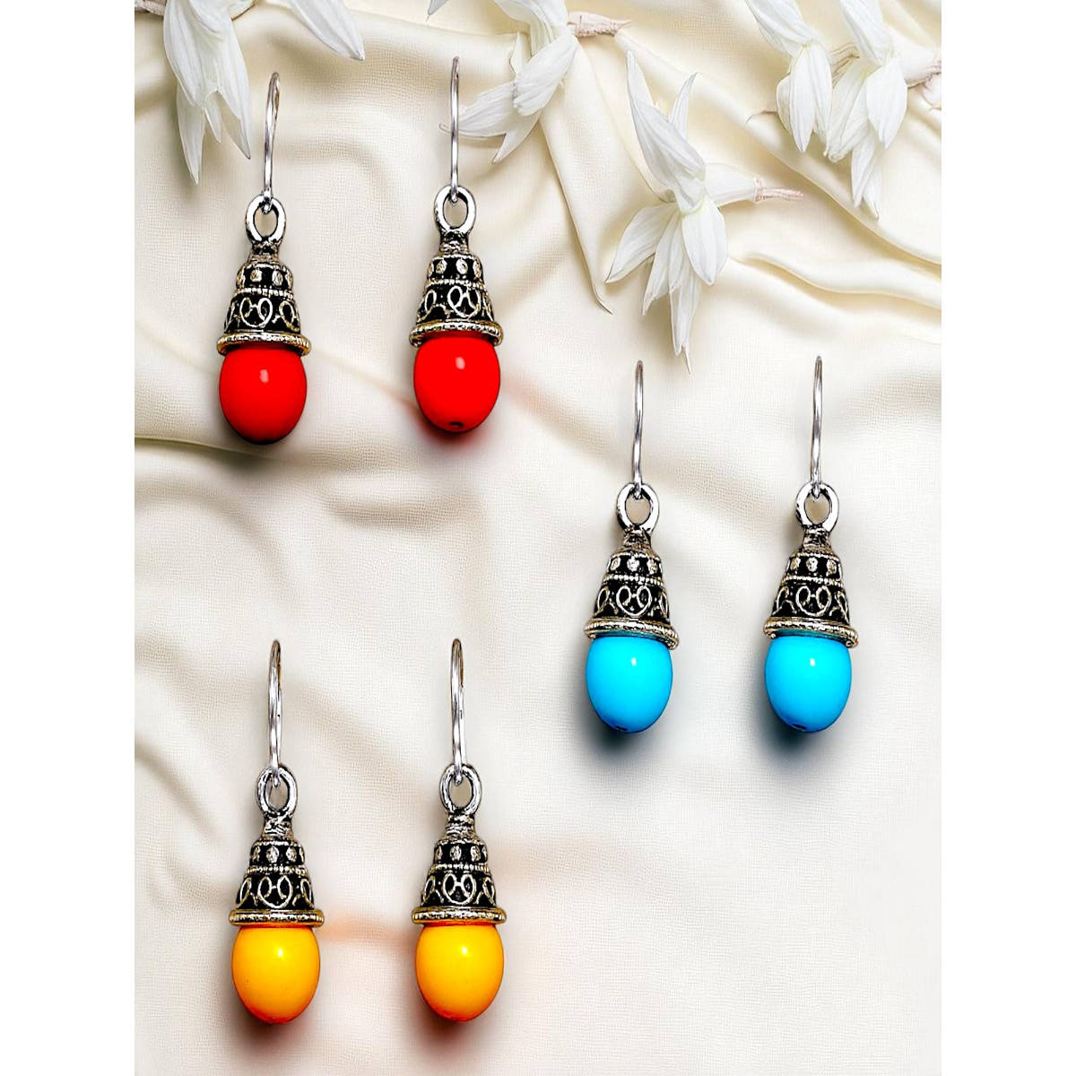 Accessher Multi-Color Drop Earrings (Pack of 3)