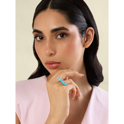 Buy Isharya 18KT Gold Plated Blue Celestial Turquoise Amulet Ring
