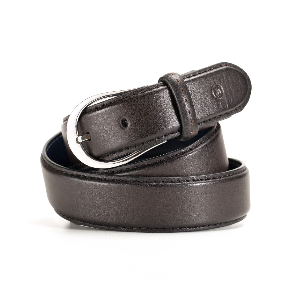Lapis Bard Sullivan Silver 35Mm Buckle With Two Tone Leather Strap - Charcoal