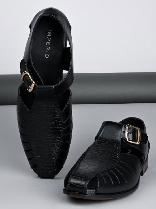 Black Formal Sandals For Men Thong Cork Formal Sandals For Men