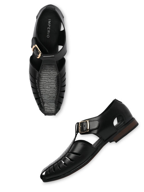 Imperio Black Men Ethnic Pathani Sandals