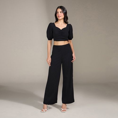 Twenty Dresses By Nykaa Fashion Style Becomes You Pant Coord Set Black  (XS)