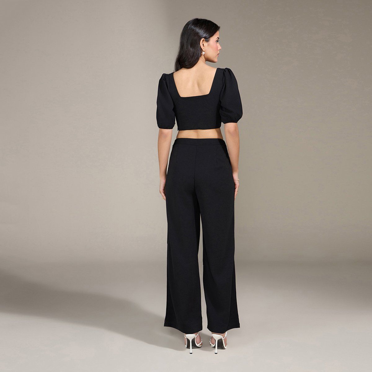 Get Cotton Flax Wide Leg Pants with Crop Top Set at ₹ 1599 | LBB Shop